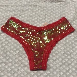 Victoria's Secret Very Sexy Cheeky Red Sequin Panty size M